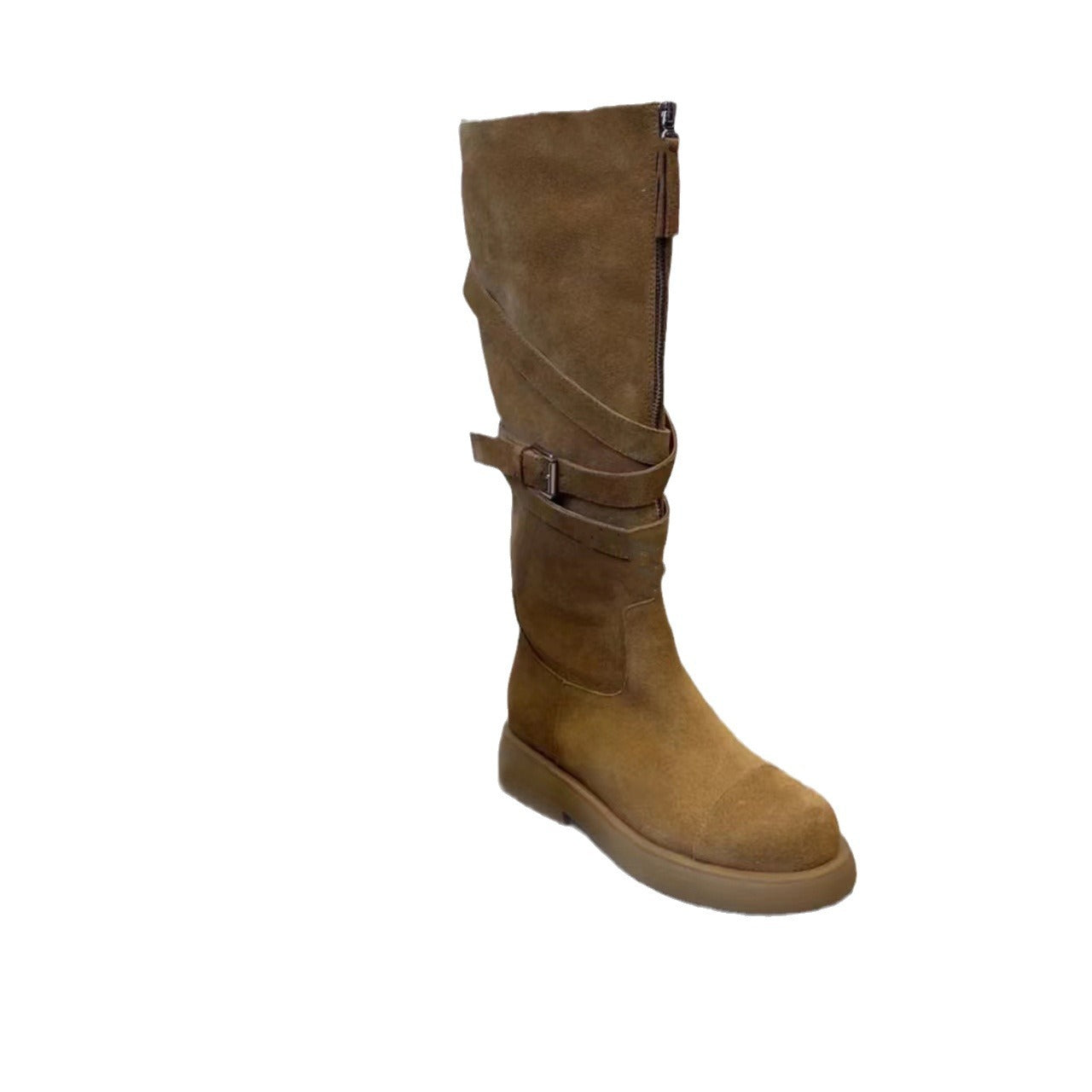Women's Strap Zipper Belt Buckle Fashion High Boots