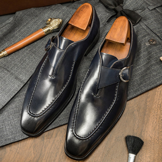 Men's Source Cowhide Business Formal Wear Retro Leather Shoes