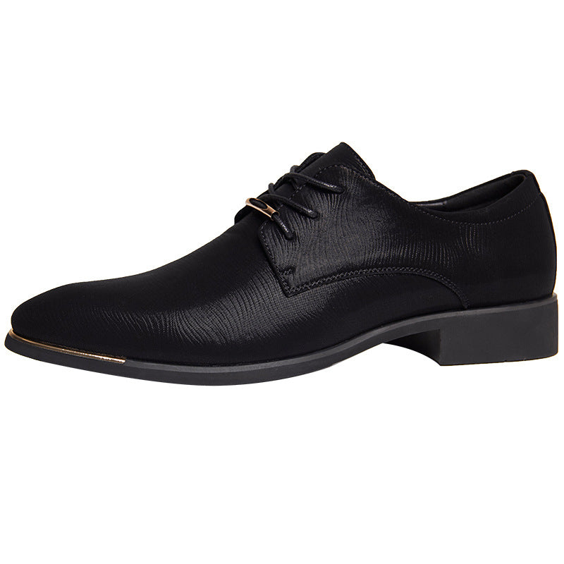 Men's Pointed Toe British Dress Korean Black Leather Shoes