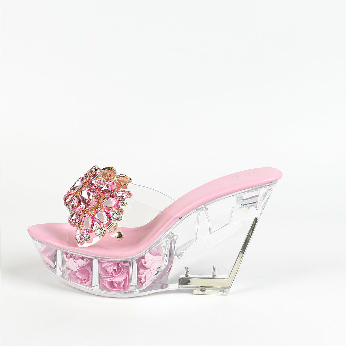 Women's Rhinestone Wedge Nightclub High Catwalk Pole Slippers