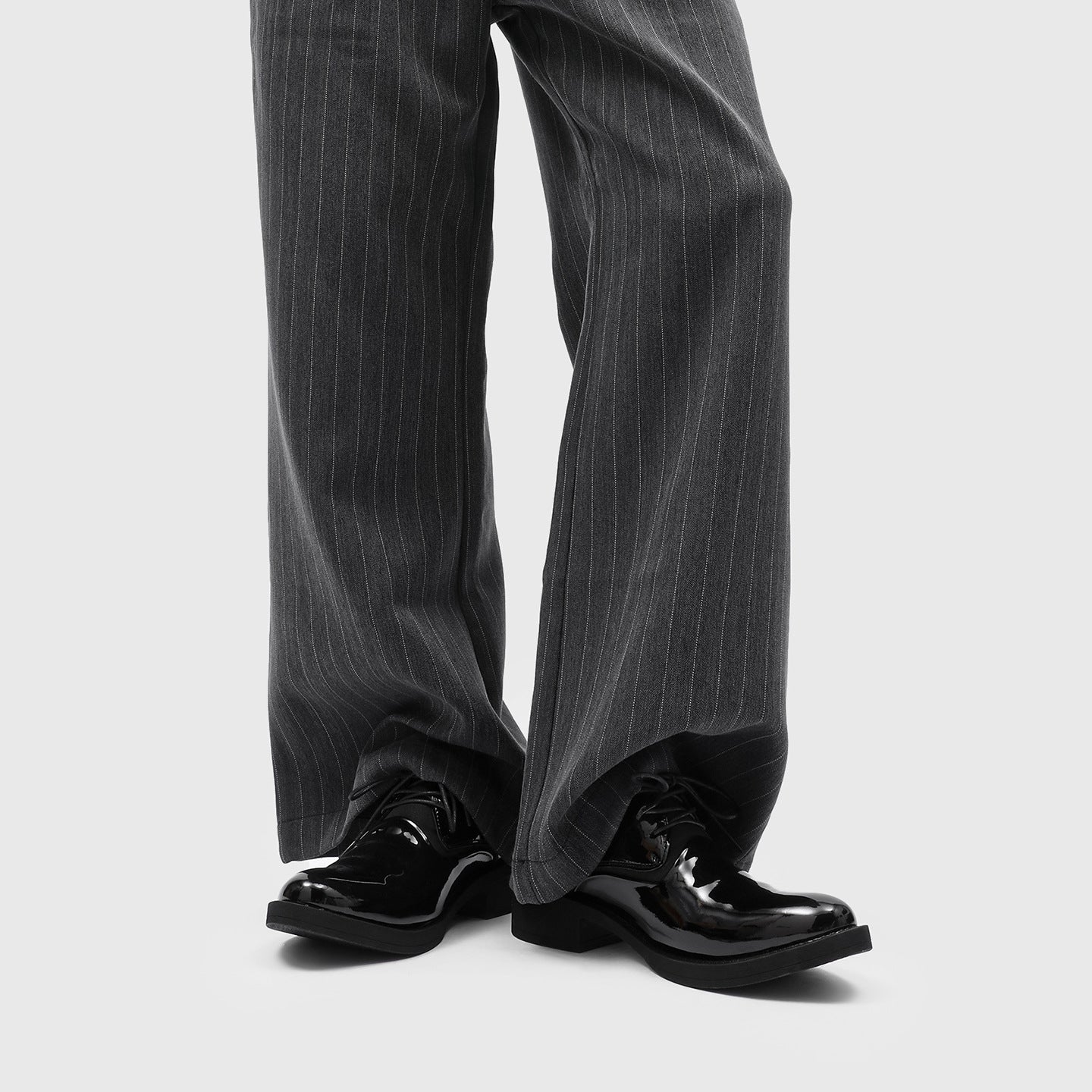 Men's Thick-soled Glossy Formal Wear Business Black Round Commuter British Style Men's Casual Leather Shoes