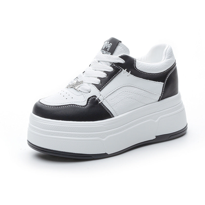 Women's Elevated Platform Lace Up White Fashion Wedge Casual Shoes