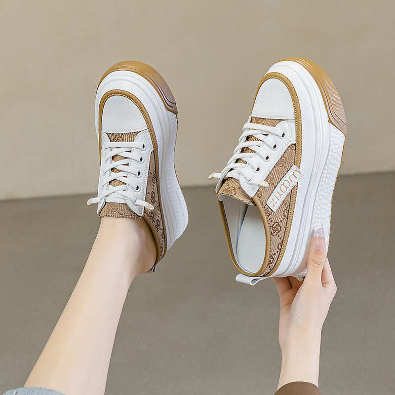 Women's Height Increasing Insole Genuine Platform Breathable Slippers