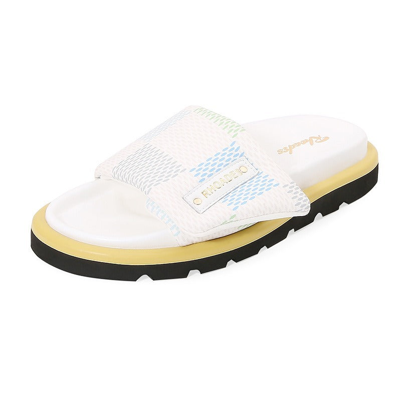 Women's Platform V Home Presbyopic Adjustable Velcro Flat Flip-flops Slippers