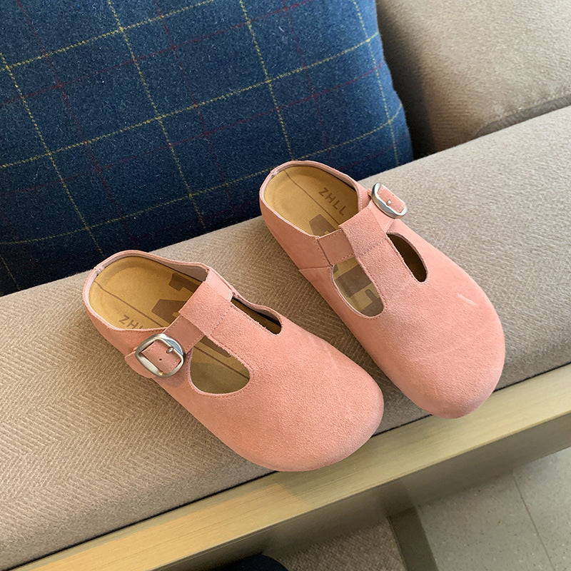 Women's Shape Buckle Toe Cap Semi Plus Sandals