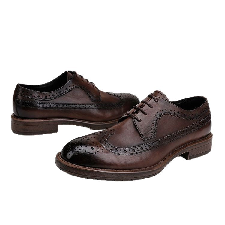 Men's Size Genuine Cattlehide Surface British Style Brogue Business Leather Shoes