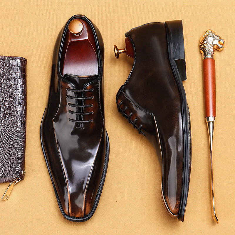 Men's Patent Glossy Business Formal Wear Oxford Leather Shoes
