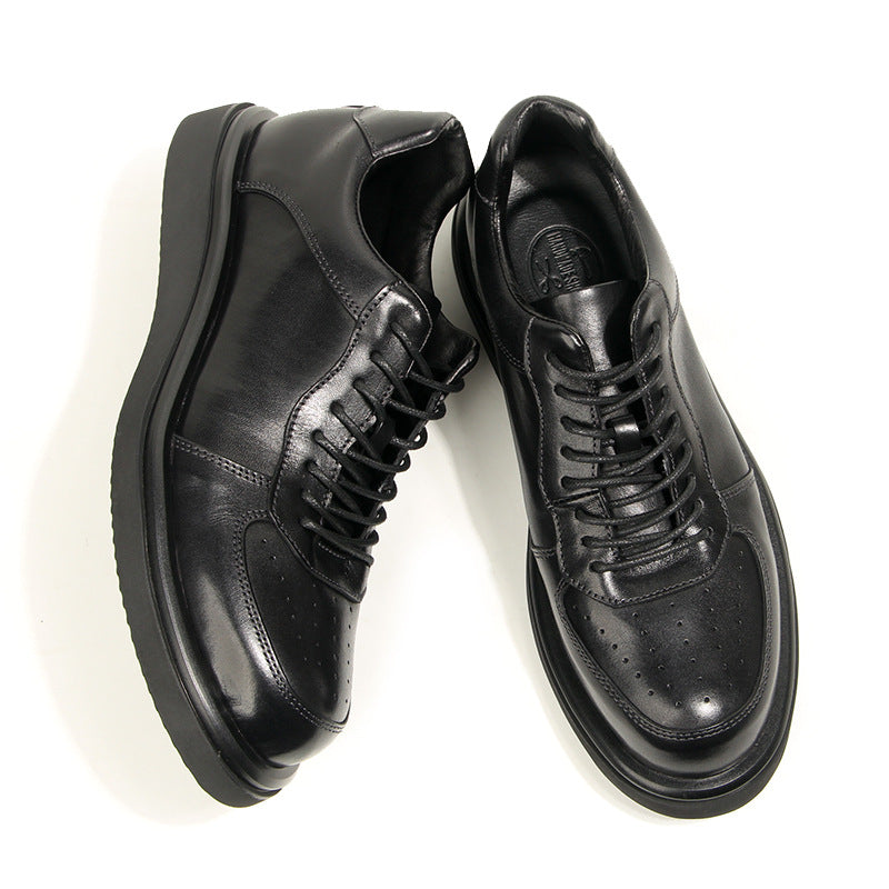 Men's Black Warrior Fashion Trendy Board Air Leather Shoes