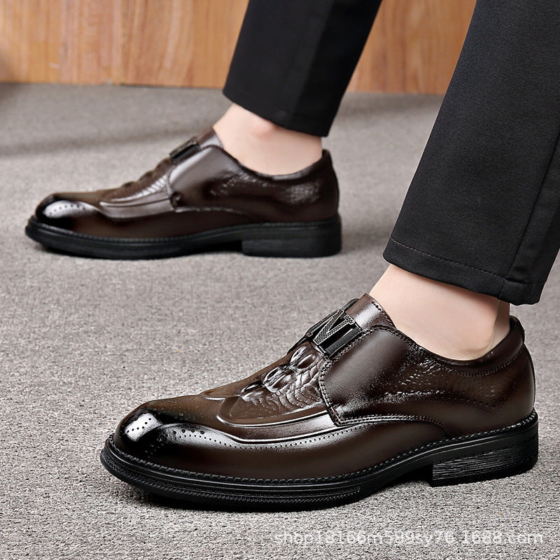 Men's Formal British Style Carved Genuine Cattlehide Men's Business Leather Shoes