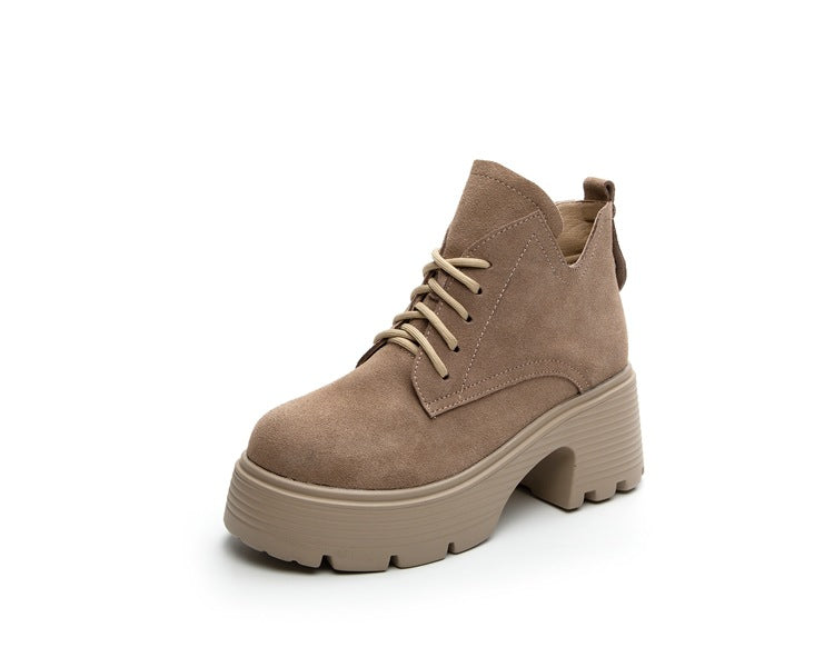 Women's Chunky Thin Booties High Autumn Single Korean Women's Casual Shoes