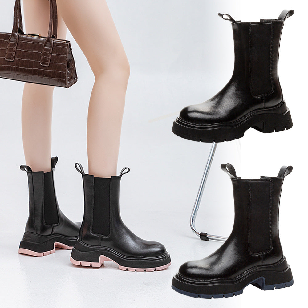 Women's Martin Round Toe Black Trendy Comfortable Boots