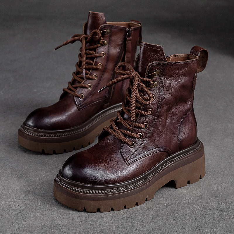 Women's With Veet Martin Pleated Cowhide Side Zipper Boots