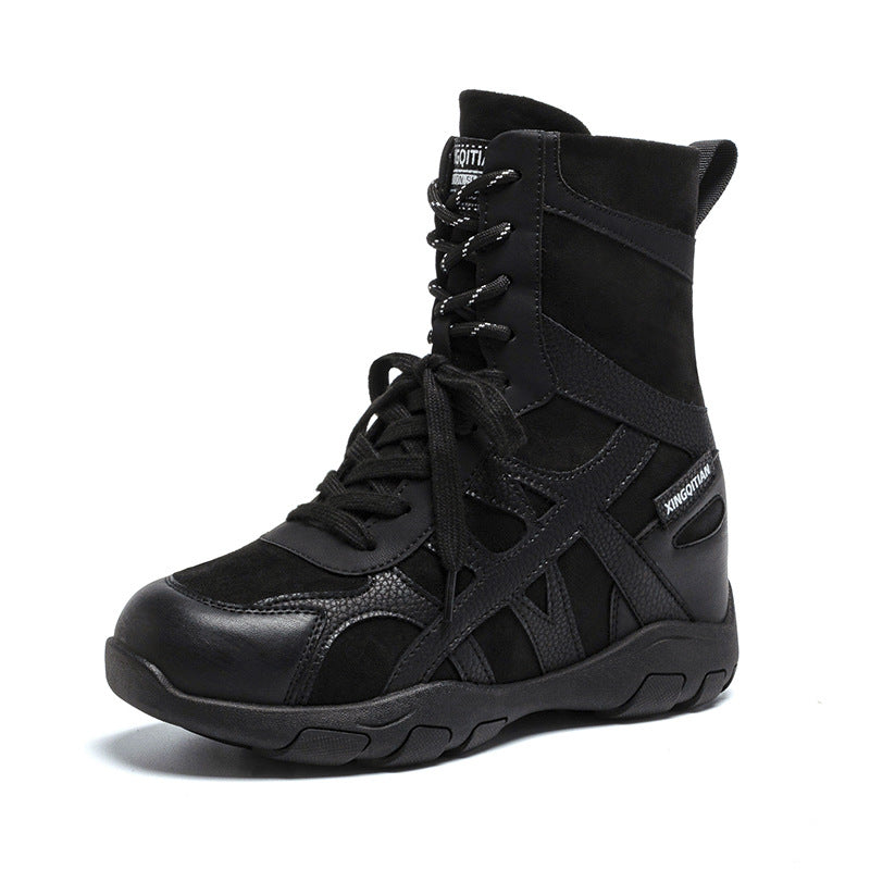 Women's Martin British Ankle Invisible Height Increasing Insole Women's Leather Boots