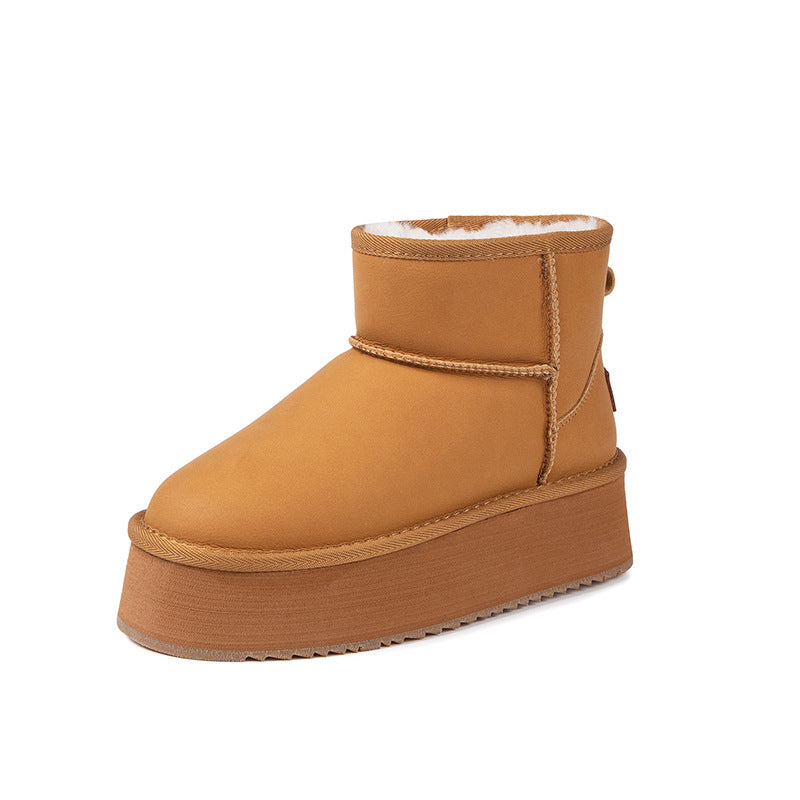 Women's Waterproof Platform Wool Fur Integrated Winter Height Boots