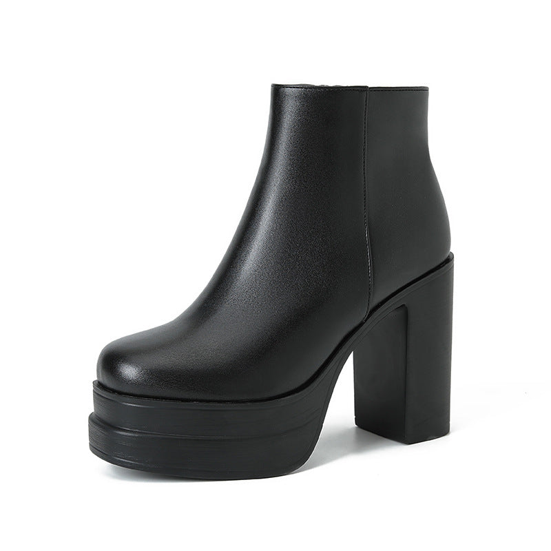 Women's Chunky High Short For Fashion Martin Ankle Platform Thick Bottom Heels