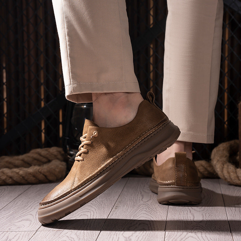 Men's Travel Cowhide Retro Soft Bottom Breathable Leather Shoes