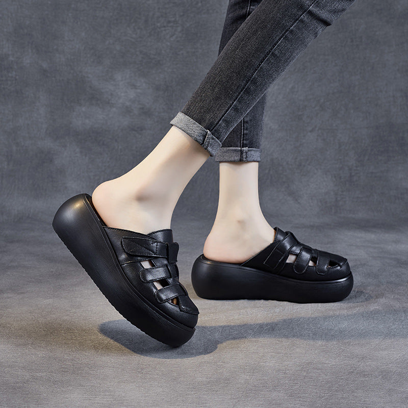 Women's Retro Flip-flops Fashion Outerwear Thick Bottom Slippers