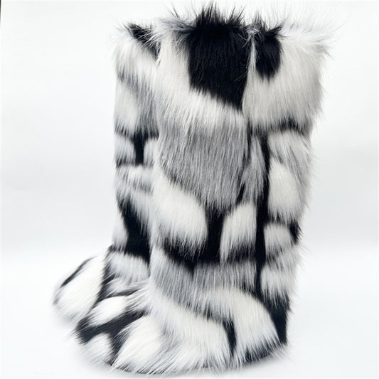 Classy Furry Trendy Thickening Plus Size Snow Boots