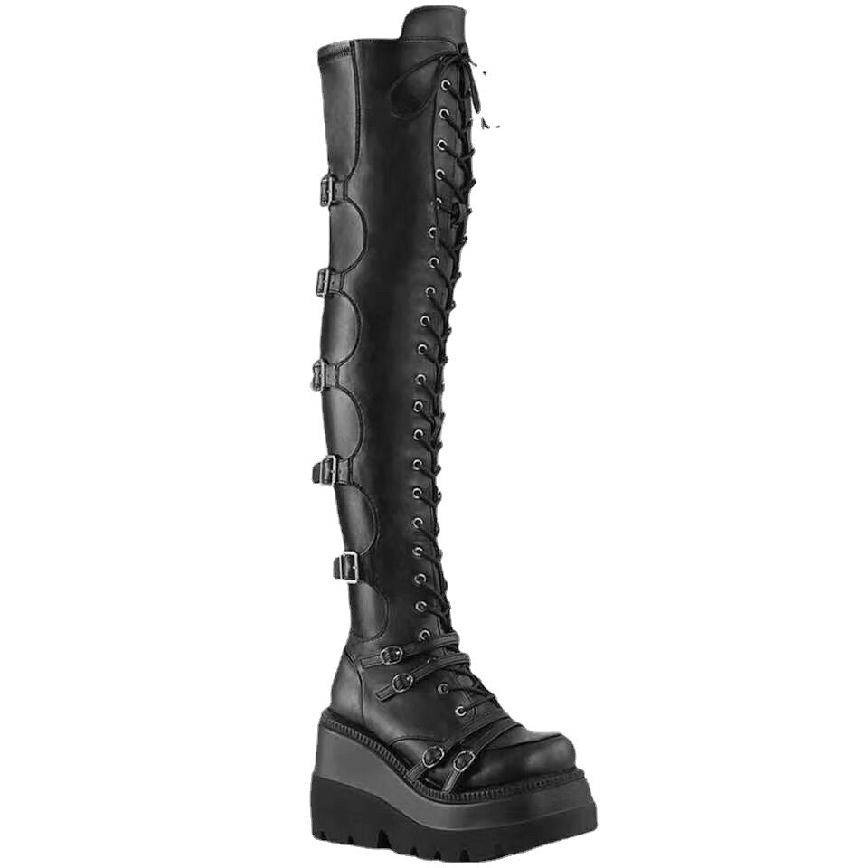 Women's Size Over The Knee Soft Wedge Boots