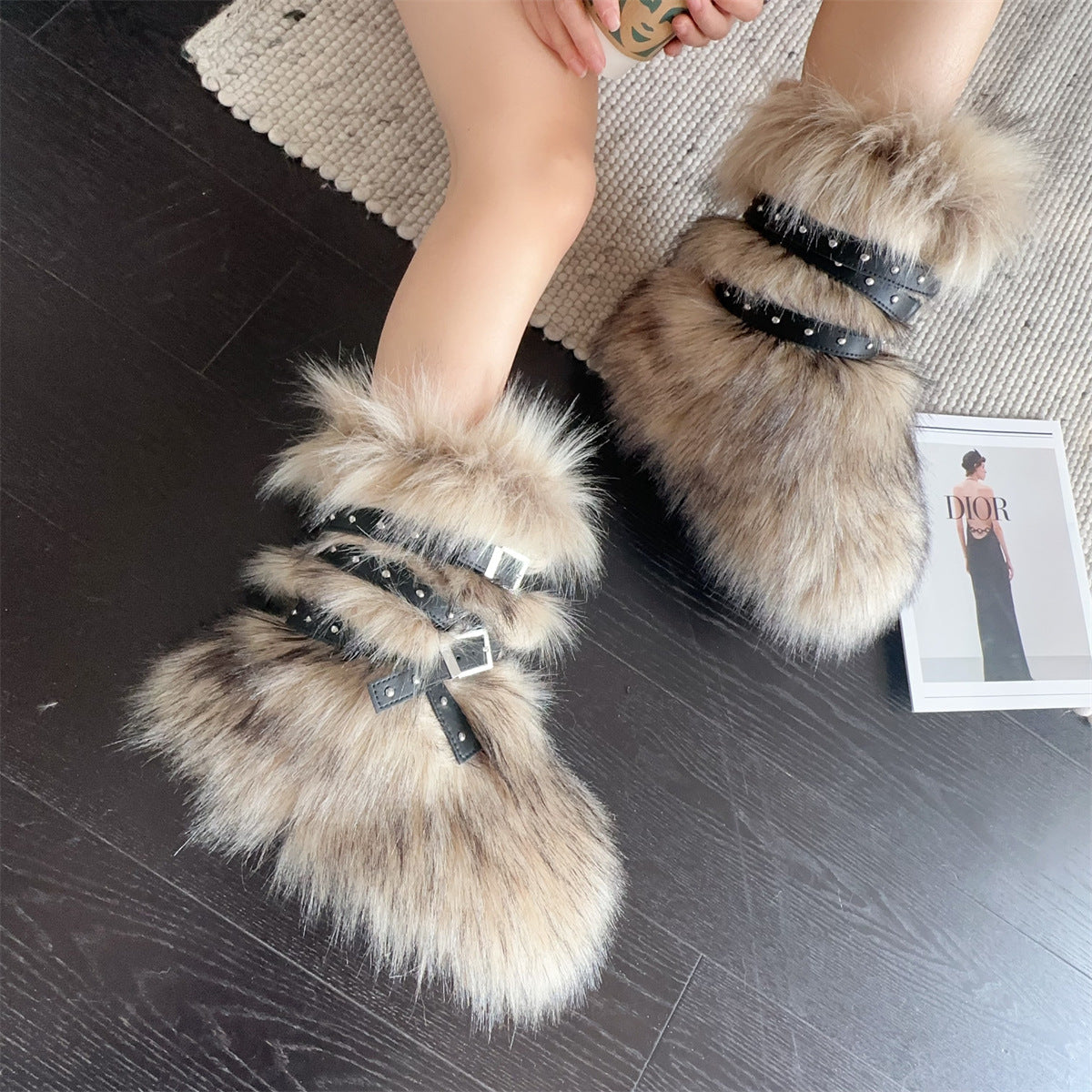 Street Hot Platform Punk Rivet Slimming Snow Boots