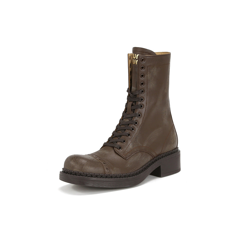 Women's Knight Retro Style Cool Front Washed Boots