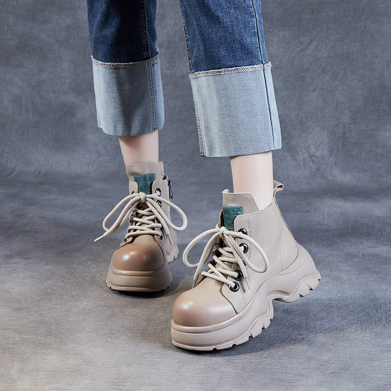 Women's Retro Ankle Thick-soled Big Toe British Martin First Boots