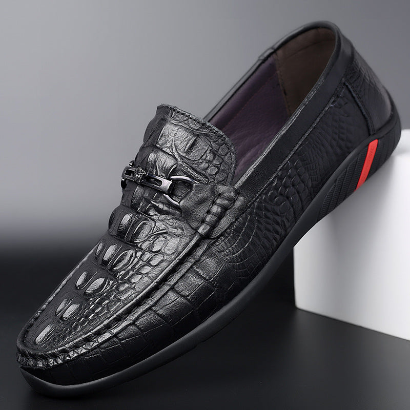 Men's Summer Simple Slip-on Black Genuine Doug Casual Shoes