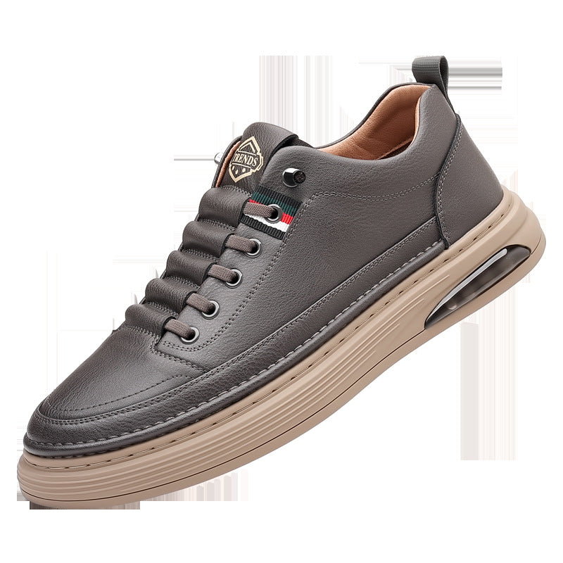 Men's Cowhide Trendy Thick Bottom Breathable Sports Sneakers