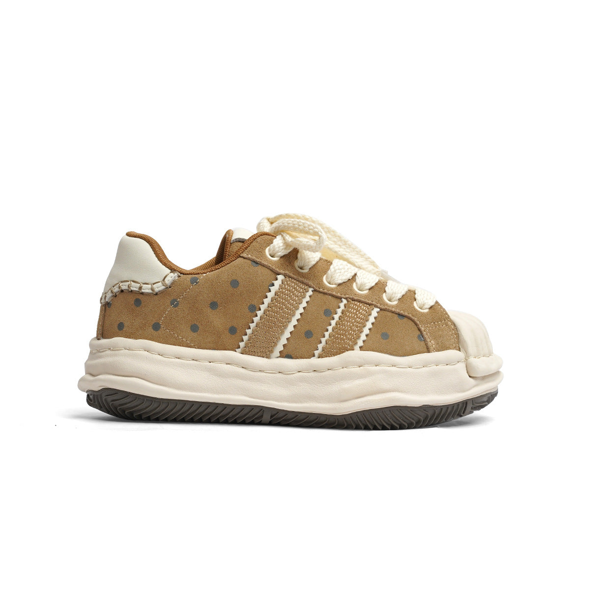 Toe Dissoed Polka Dot Niche Retro Suede Genuine Women's Casual Shoes