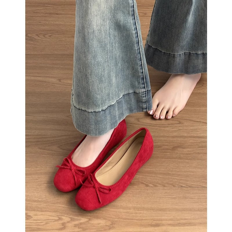 Women's & Men's Genuine French Style Yellow Thin Round Toe With Casual Shoes