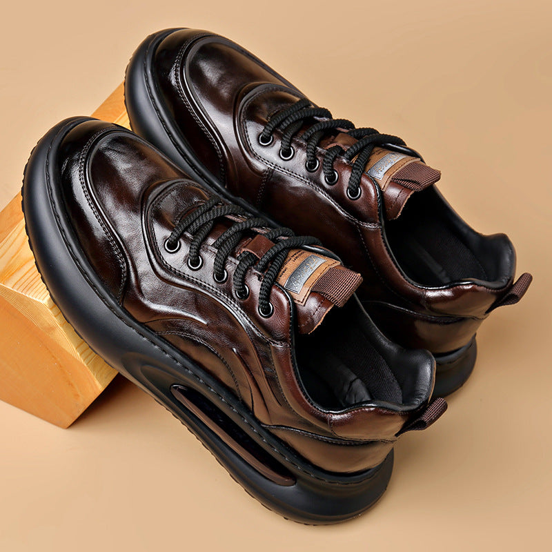 Men's Breathable Business First Layer Cattlehide Fashion Korean Cushion Insole Leather Shoes