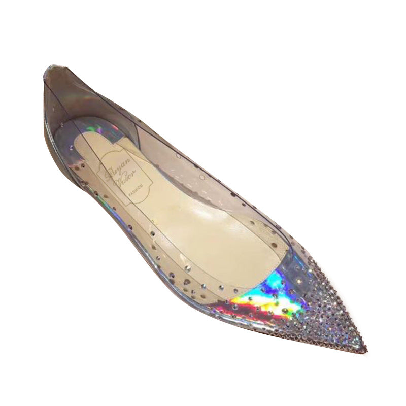 Women's Flat Pointed Toe Crystal Starry Sier Women's Shoes