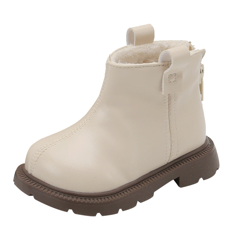 Children's Solid Color Martin Toddler British Fleece-lined Kid's Shoes