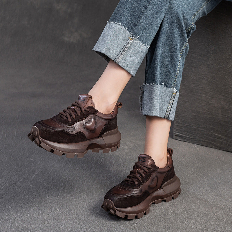 Women's Shu Retro Distressed Daddy Comfortable Pumps Casual Shoes