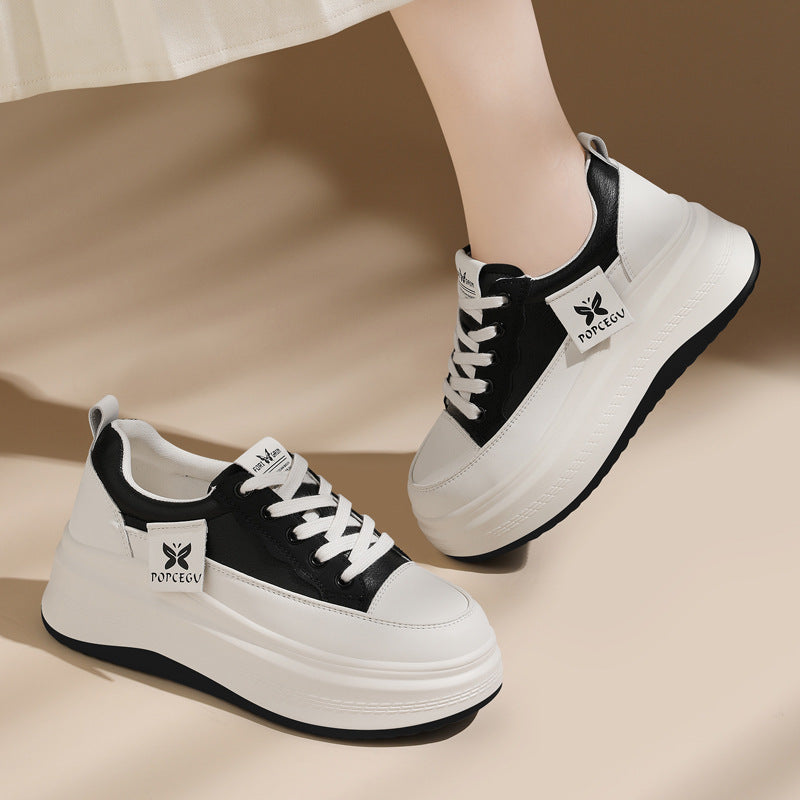 Women's & Men's Height Increasing Insole Thick-soled Platform White Men's Shoes