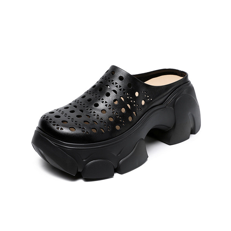 Women's Chunky Platform Summer Hollow Hole Muller Slippers