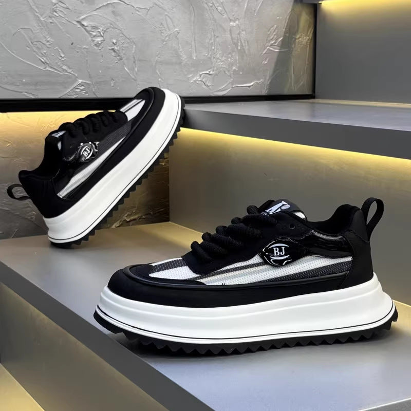 Men's Fabric Stitching Breathable Versatile Platform Trendy Fashionable Comfortable Casual Shoes