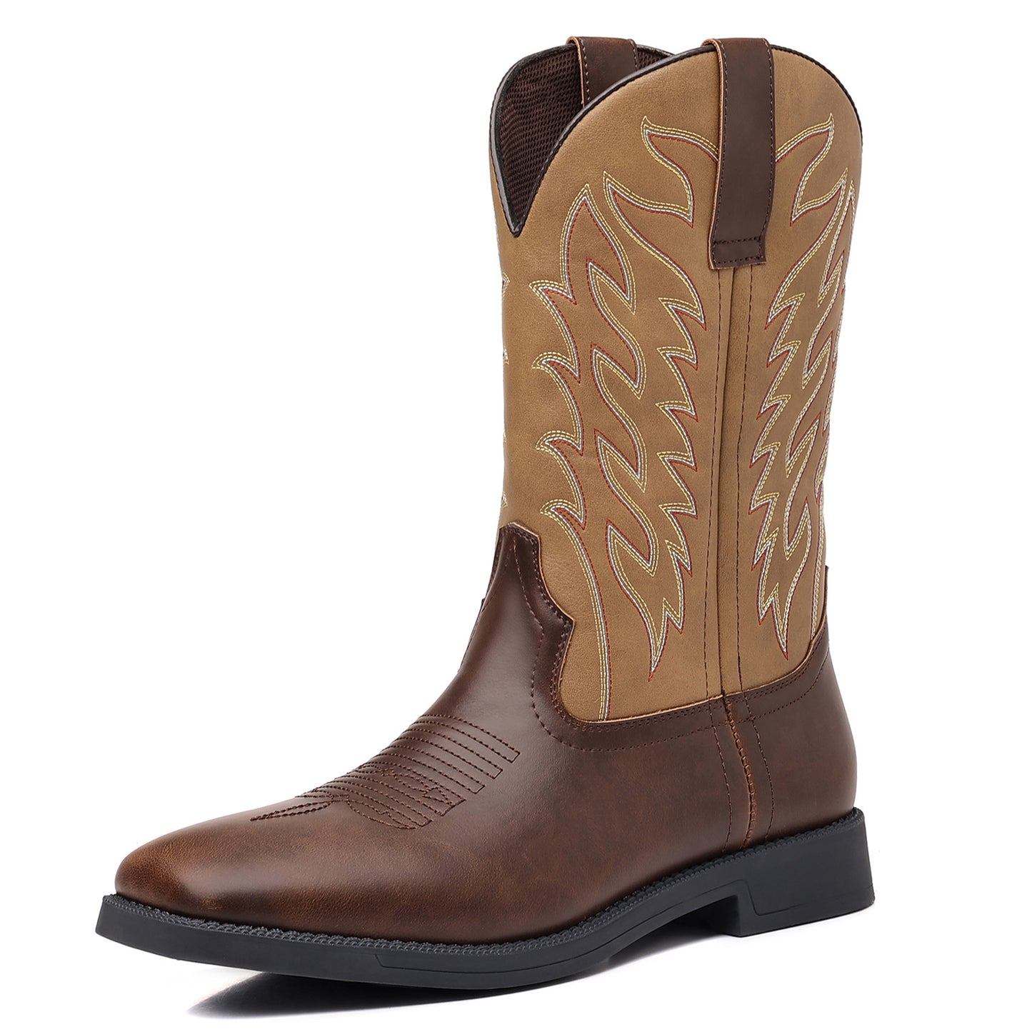 High Embroidered Retro Wide Head Western Cowboy Bags Packaging Without Men's Leather Boots