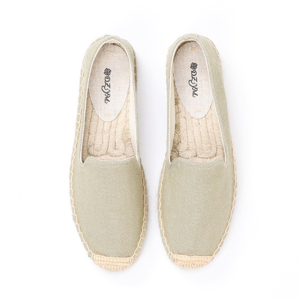 Women's Color Retro Linen Fisherman Breathable One Loafers