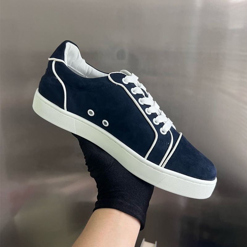 Men's Red Bottom Board Top Layer Cowhide British Style Comfortable Breathable Leather Shoes