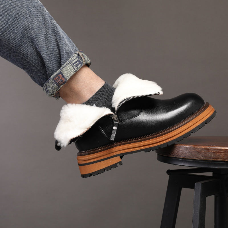 Men's Northeast Fashion Wool Slip-on Outdoor Platform Snow Boots