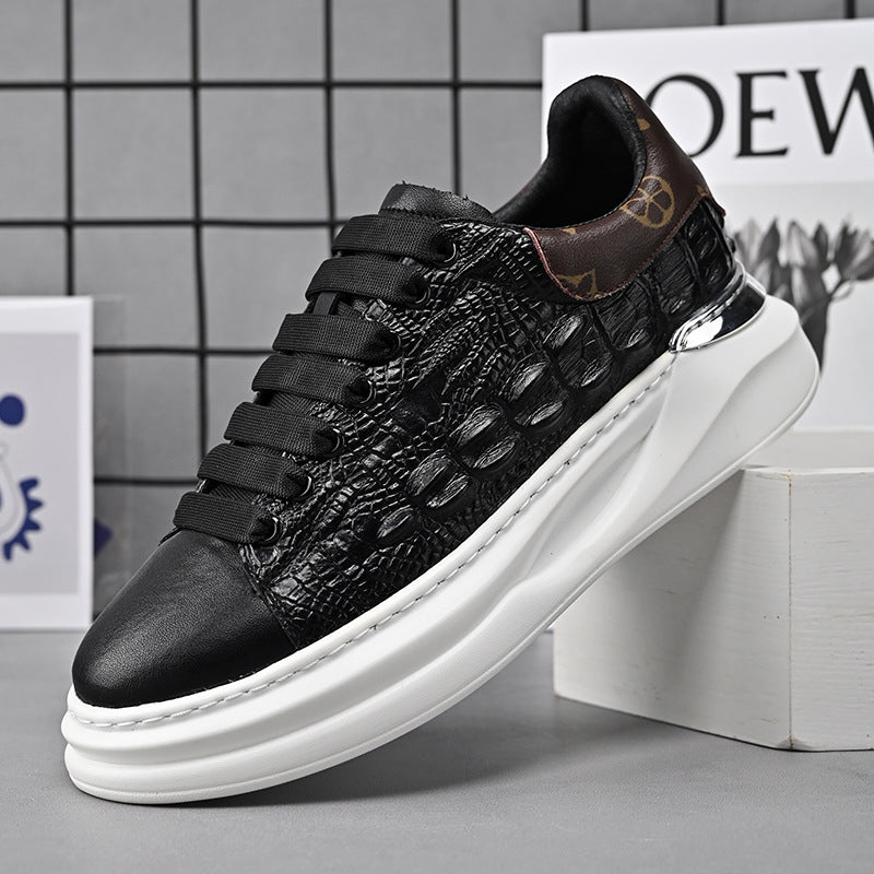 Men's Tiger Limited Embroidered White Low-cut Platform Sneakers