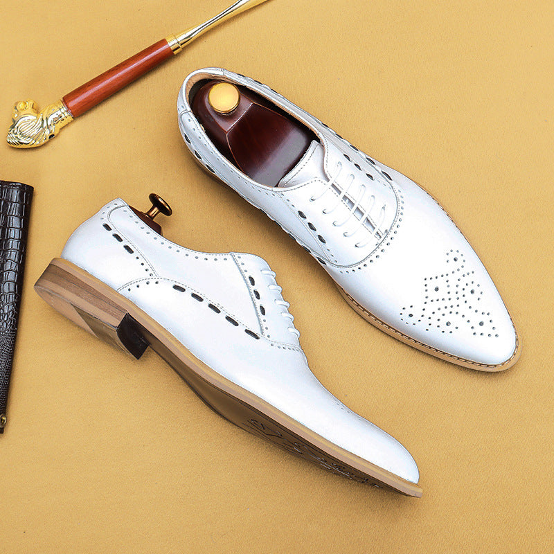 Men's Genuine Top Layer Cowhide Formal Business Pointed Leather Shoes