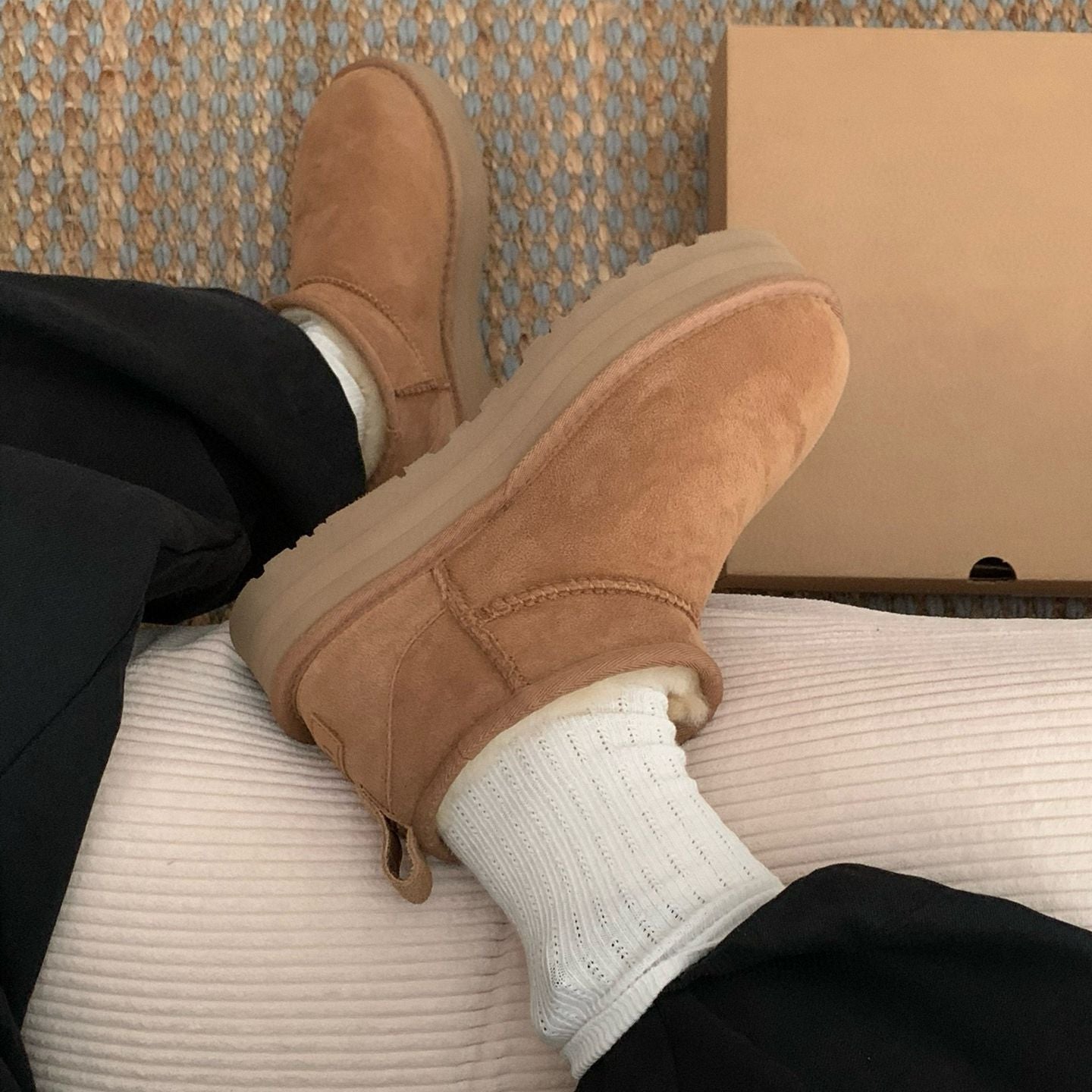 Women's Sf Platform Thick-soled Sheepskin Fur Integrated Snow Boots