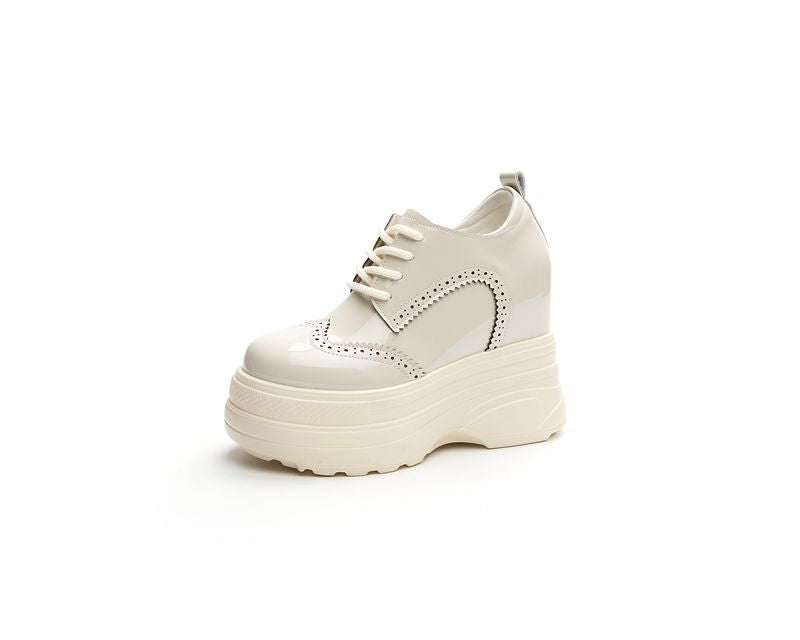 Women's Inner Height Increase High White For Platform Thick Bottom Casual Shoes