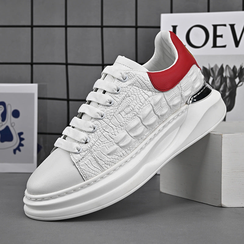Men's Tiger Limited Embroidered White Low-cut Platform Sneakers