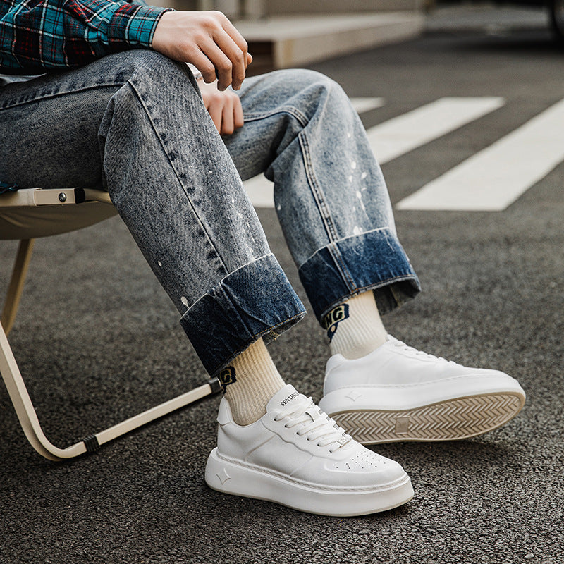 Men's Korean Style Trendy Comfortable White Spring Sneakers