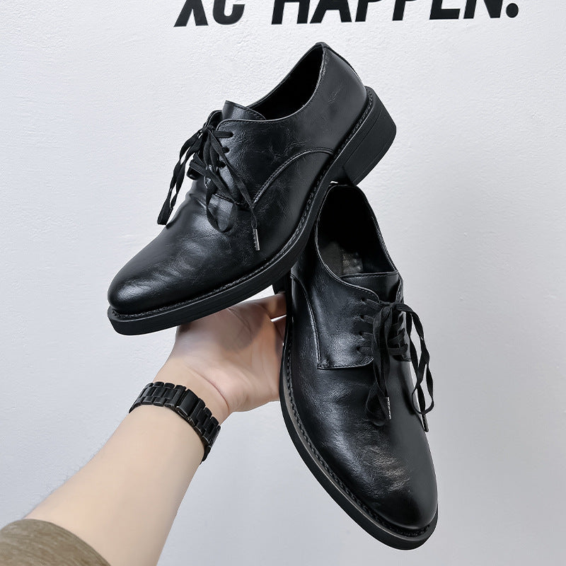 Men's Formal Wear Black Pointed Toe Height Leather Shoes