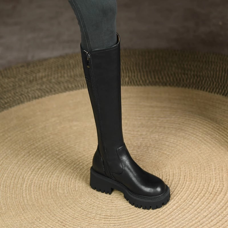 Widened Plus Size High Below The Knee Thick Bottom Boots