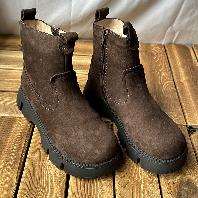 Women's Platinum Thickened Fleece-lined Martin Genuine Thick Snow Boots